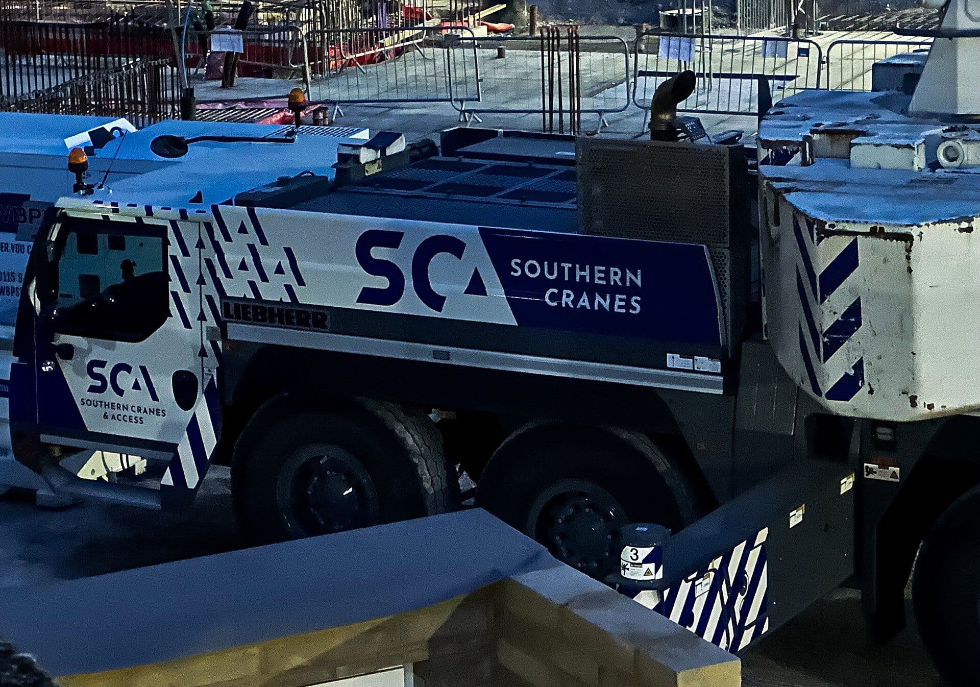 Mobile crane on a construction site